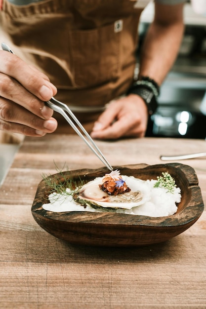 chef preparing a rustic meal